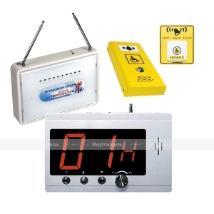 Комплект системы вызова помощи ТИФЛОВЫЗОВ ПС-1099 с антивандальной и тактильно-сенсорной кнопкой желтого цвета