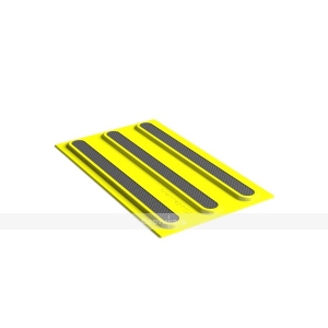 Плитка тактильная контрастная ГОСТ 2021, со сменными рифами (направление движения, зона получения услуг), 180х300х6, PU/PL, желтый/черный